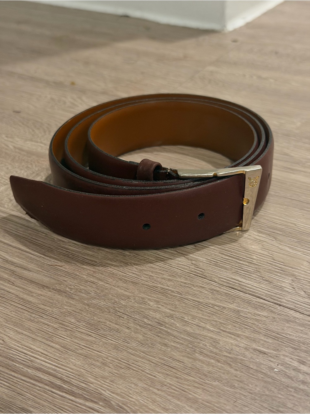 Vintage Christian Dior Split Leather Belt Thin Brown Mens Made In Spain Size 36
